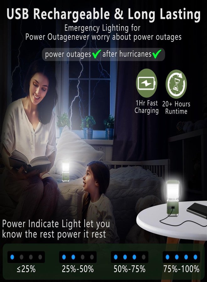 Hoxida Small Camping Lantern Rechargeable, 2000LM LED Camping Lights Lantern with Redlight&20Hours Runtime& Stepless Dimming, Hurricane Emergency Lights for Power Outages, Waterproof, Camping Essentials,2pcs - Image 2