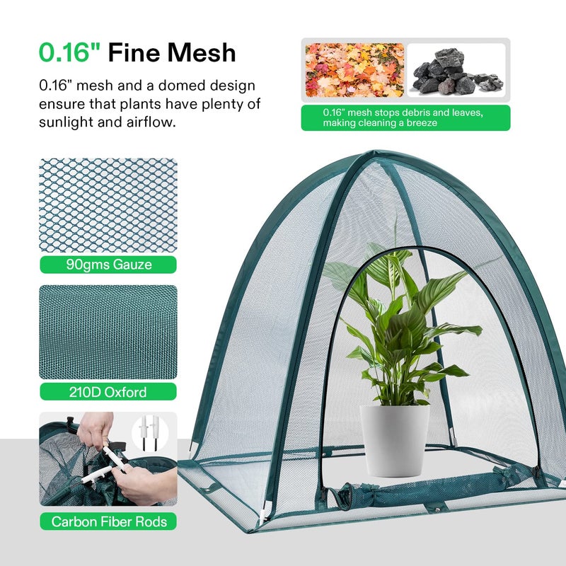 VIVOSUN Garden Netting Cover, 36 x 36 x 39 Inch Pop-up Guard Cover with Zip Entry for Plants, Vegetables, Fruits, Outdoor Run and Enclosure for Small Animals, 2-Pack, Green - Image 4