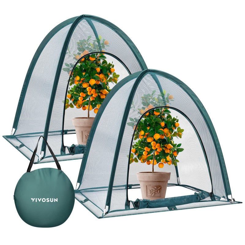 VIVOSUN Garden Netting Cover, 36 x 36 x 39 Inch Pop-up Guard Cover with Zip Entry for Plants, Vegetables, Fruits, Outdoor Run and Enclosure for Small Animals, 2-Pack, Green - Image 1