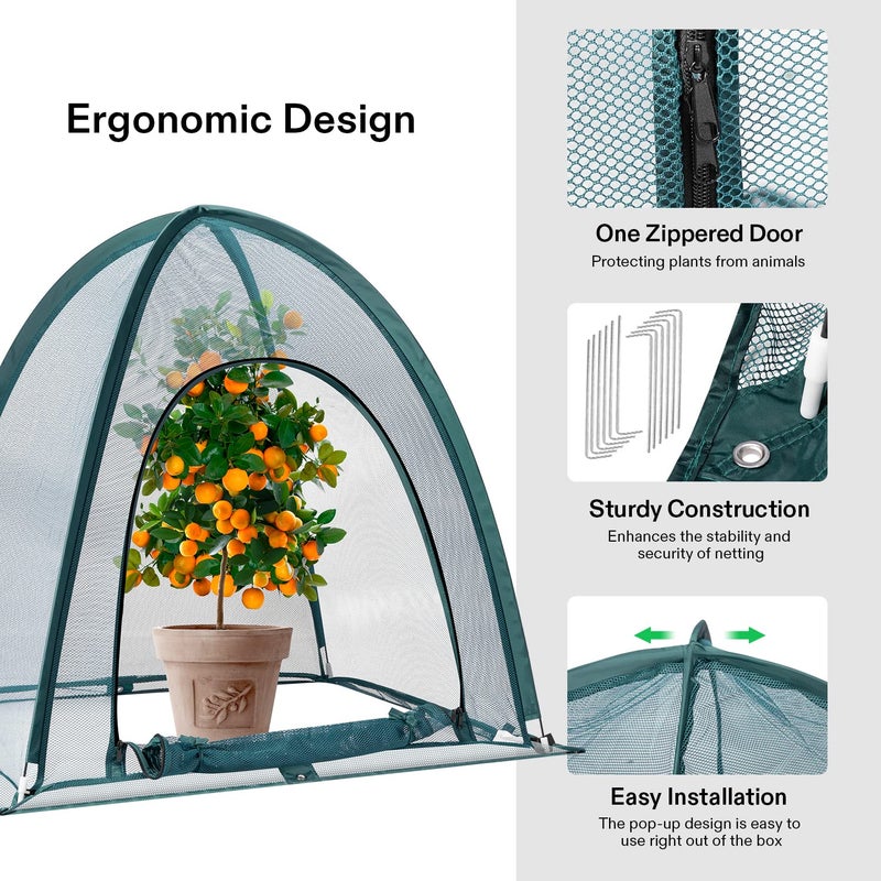 VIVOSUN Garden Netting Cover, 36 x 36 x 39 Inch Pop-up Guard Cover with Zip Entry for Plants, Vegetables, Fruits, Outdoor Run and Enclosure for Small Animals, 2-Pack, Green - Image 2