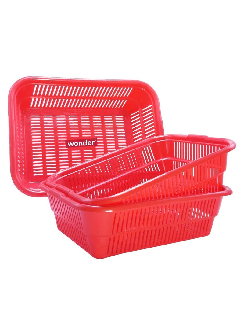 Wonder Wonder Homeware Prime Natasha 1013 Multipurpose Basket, Set of 3 Pcs 4 Ltr (Red)  - Image 1