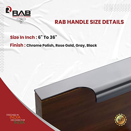 RAB Handle Zinc Kitchen and Office Drawer/Cabinet/Door/Wardrobe Profile Handle Pack of 1 Psc (Code:- Hand F 121, Finish:- Grey, Size:- 16") - Image 3