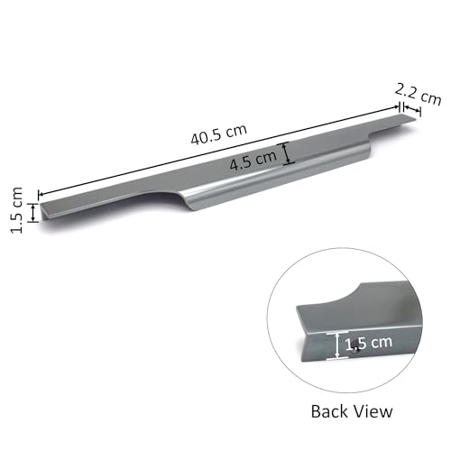 RAB Handle Zinc Kitchen and Office Drawer/Cabinet/Door/Wardrobe Profile Handle Pack of 1 Psc (Code:- Hand F 121, Finish:- Grey, Size:- 16") - Image 2