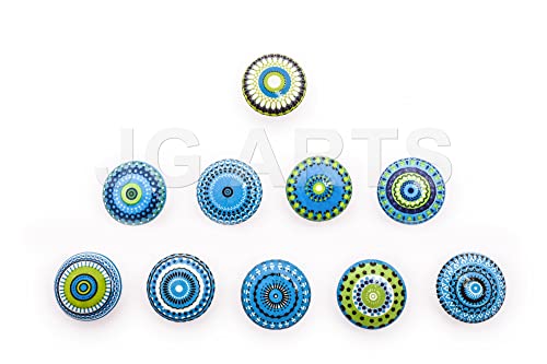 Jgarts Blue Mix Vintage Look Flower Ceramic Knobs Door Handle Cabinet Drawer Cupboard Pull Mandala Xfer New (10) - Image 4