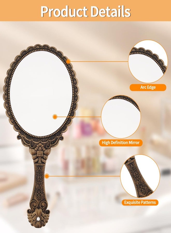 XPXKJ مرآة يد XPXKJ عتيقة مع مقبض مرآة مكياج للسفر - Image 3