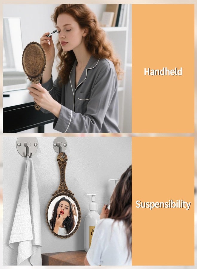 XPXKJ مرآة يد XPXKJ عتيقة مع مقبض مرآة مكياج للسفر - Image 4