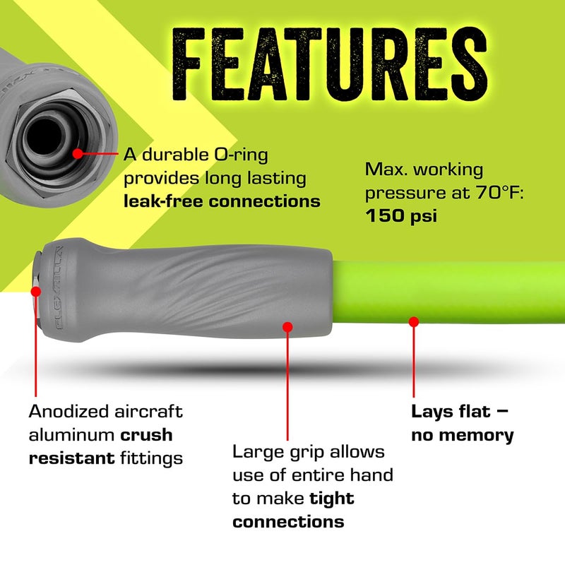 Flexzilla Garden Lead-in Hose with SwivelGrip, 5/8 in. x 5 ft., Lightweight All-Weather Water Hose, Durable and Flexible, Leak-Free Connections - Image 5