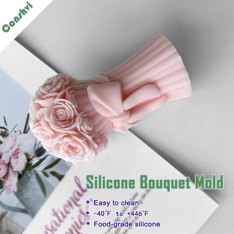 Skytail Silicone Valentine's Day Bouquet Candle Mold Roses Flower Bouquet Mold Making Scented Candle Wax Melts Home Decor Candles Resin Casting Handmade Couple Gift DIY Candle Making Wedding Decor - Image 4