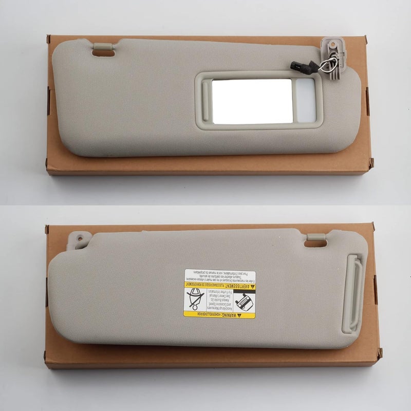 Dasbecan Left Driver and Right Passenger Side Sun Visor Compatible with Mazda CX-9 2010-2015 Replaces# TDY1-69-320 Gray with Mirror and Vanity Light - Image 5