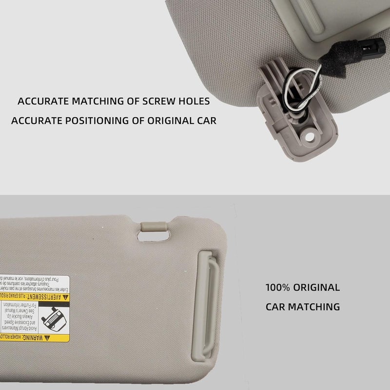 Dasbecan Left Driver and Right Passenger Side Sun Visor Compatible with Mazda CX-9 2010-2015 Replaces# TDY1-69-320 Gray with Mirror and Vanity Light - Image 2