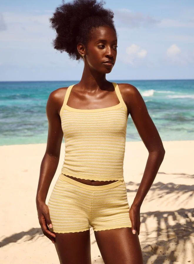 UNDIZ Lightweight striped crochet tank top