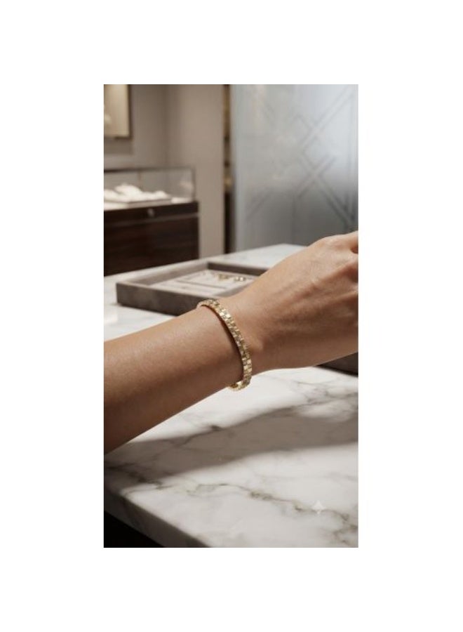 Women's Gold-Tone Waterproof Stainless Steel Bangle Bracelet with Dual-Row Zirconia