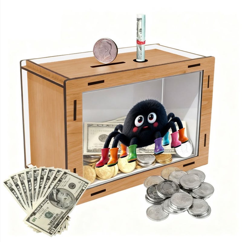 Large Capacity Wood Coin Savings Bank for Adults Home Office Room Decor - Image 3
