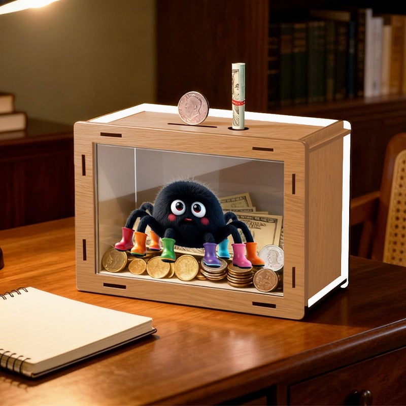 Large Capacity Wood Coin Savings Bank for Adults Home Office Room Decor - Image 2