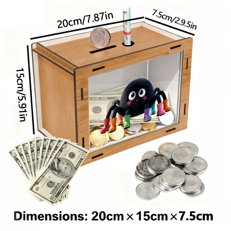 Large Capacity Wood Coin Savings Bank for Adults Home Office Room Decor - Image 5