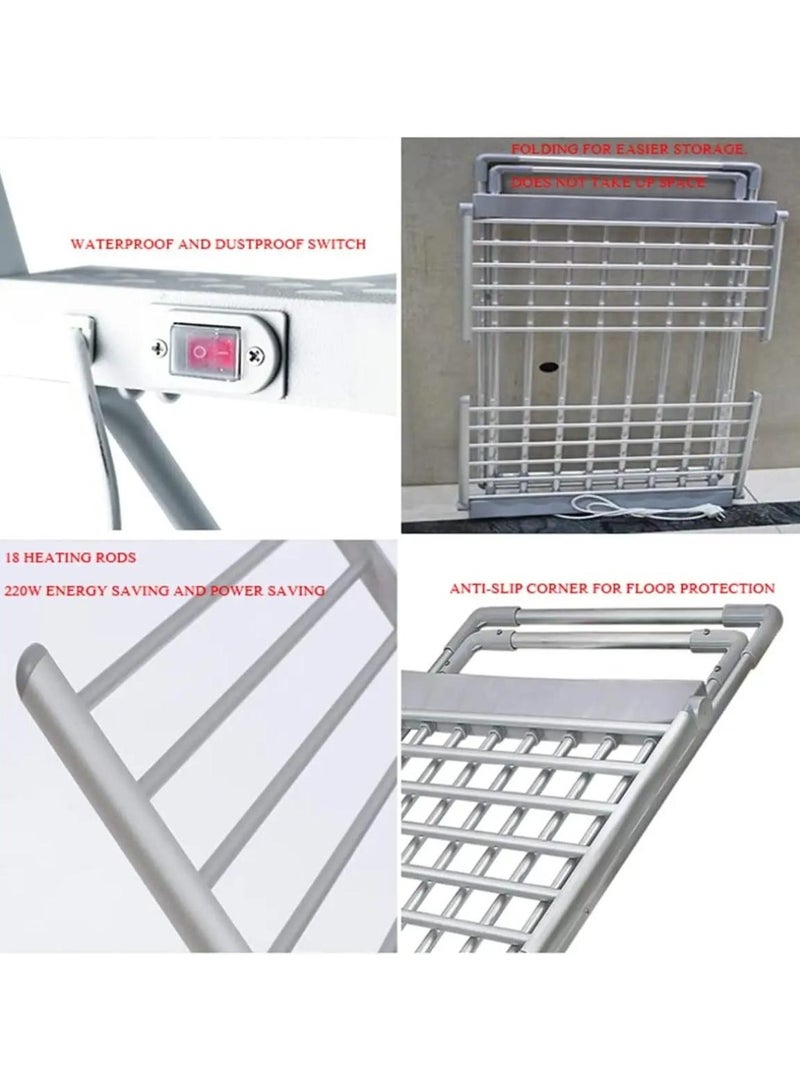Foldable Electric Heated Clothes Airer, Foldable Heated Drying Rack, Heated Clothes Airer Dryer - Wet Laundry Fast Drying Rack, Lightweight & Foldable for Easy Storage  - Image 5
