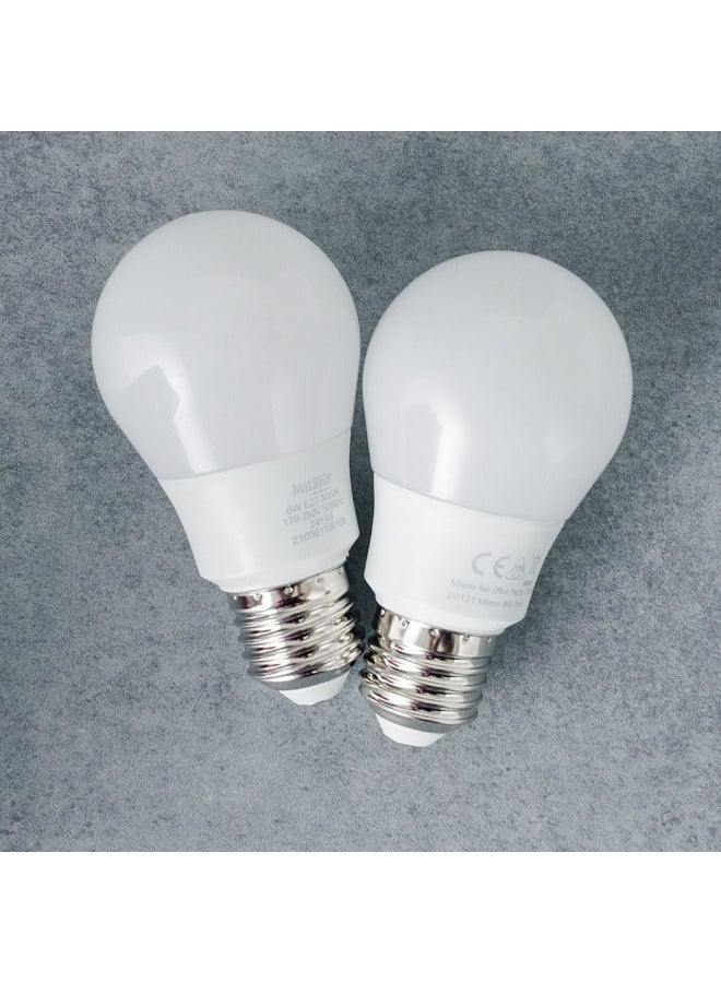DANUBE HOME مصباح دانوب هوم ميلانو LED مجموعة 2 قطعة 6 واط E-27 4000 كيلفن | مصابيح توفير الطاقة لغرفة المعيشة وغرفة النوم وغرفة الطعام والمكاتب - Image 1