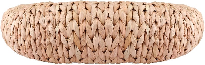 EROUGE Natural Chic Straw Bag Hand Woven Round Handle Handbags Retro Summer Beach Bag - Image 4