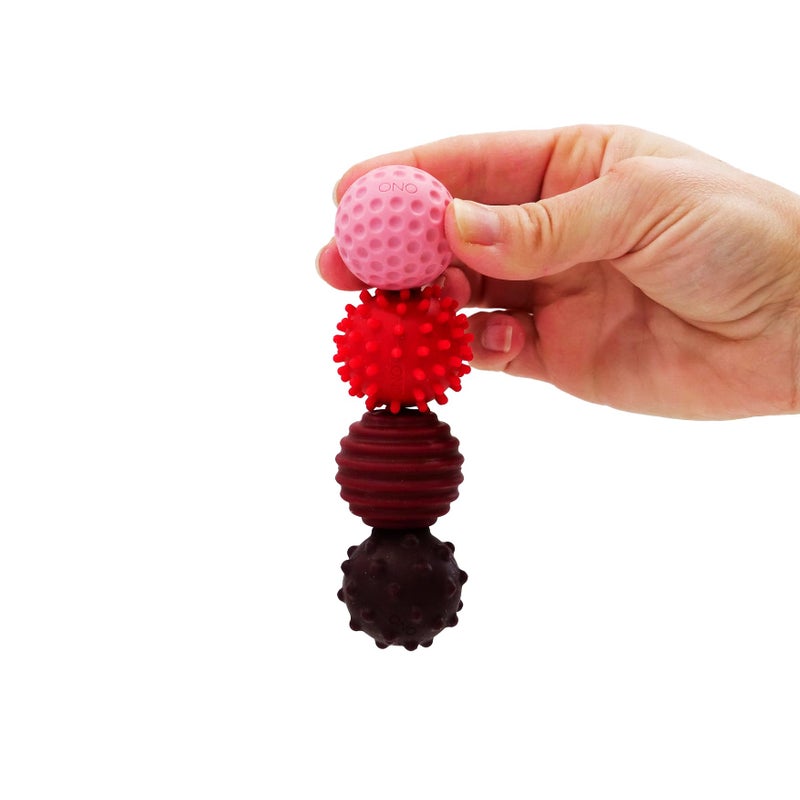 ONO Signets Silicone Magnetic Balls with Textured Dimples Bumps and Waves Fun to Play with Fidget Toy for Adults Help Relieve Stress Anxiety Tension Ruby Set of 4 - Image 3