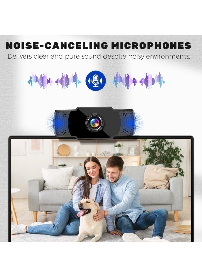 BUPY - Web Cameras for Computers, 1080P USB Webcam with Microphone for PC/Laptop/Desktop/Video Calling/Conferencing Full HD 1080p Noise Reduction Digital Mic - Black - Image 1