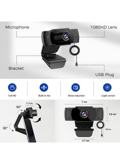 BUPY Web Cameras for Computers, 1080P USB Webcam with Microphone for PC/Laptop/Desktop/Video Calling/Conferencing Full HD 1080p Noise Reduction Digital Mic - Black  - Image 5