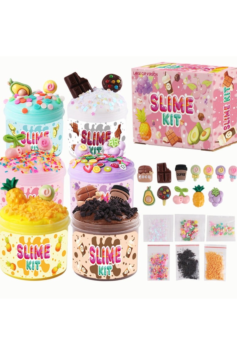 JAYATO Butter Slime Set 6 Pack, 200ml per Cup, Party Favors, Scented, Soft and Non Sticky, Birthday Gifts for Girls and Boys, Stress Relieving Slime Bulk Candy Mold Fillers - Image 1