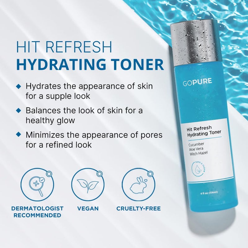 goPure Hit Refresh Hydrating Toner â€“ Routine Prep Step, Visibly hydrates, Supports a Balanced pH, visibly clarifies pores, removes Excess Oil & impurities, Great for All Skin Types - Image 2