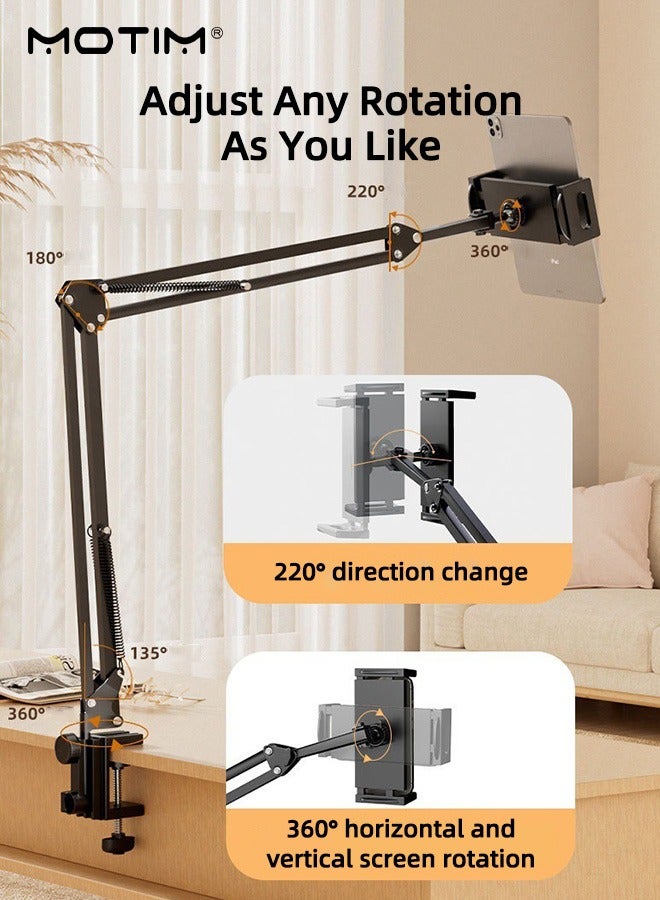 موتيم حامل هاتف بجانب السرير وحامل جهاز لوحي 2 في 1، حامل هاتف مرن ذو ذراع طويل للمكتب، حامل iPhone، حامل هاتف محمول وجهاز لوحي بزاوية 360 درجة لمشاهدة مستقرة - Image 4