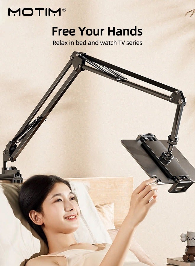 موتيم حامل هاتف بجانب السرير وحامل جهاز لوحي 2 في 1، حامل هاتف مرن ذو ذراع طويل للمكتب، حامل iPhone، حامل هاتف محمول وجهاز لوحي بزاوية 360 درجة لمشاهدة مستقرة - Image 2