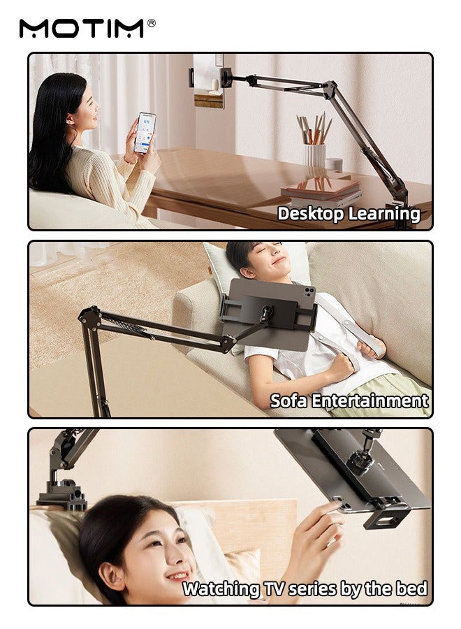 موتيم حامل هاتف بجانب السرير وحامل جهاز لوحي 2 في 1، حامل هاتف مرن ذو ذراع طويل للمكتب، حامل iPhone، حامل هاتف محمول وجهاز لوحي بزاوية 360 درجة لمشاهدة مستقرة - Image 5