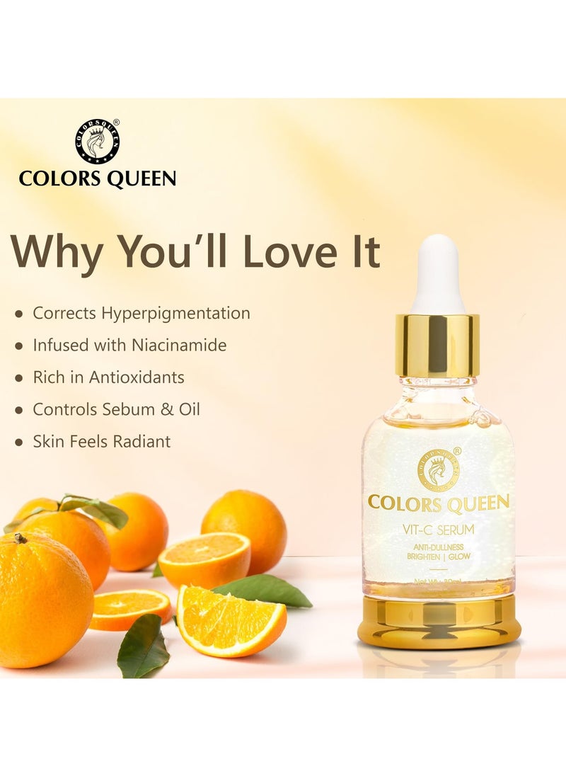 COLORS QUEEN Vitamin C Face Serum 30ml Lightweight Non Greasy Niacinamide Anti Dullness Brightening Glowing Skin All Skin Types  - Image 4