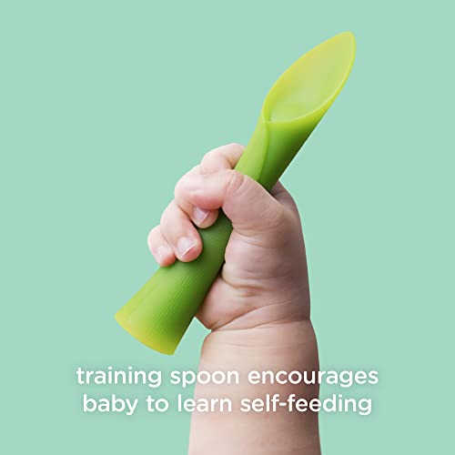 Olababy ملعقة أولابابي للأطفال والرضع (تدريب، مجموعة من 2) - ملعقة تعليم مرنة لتقديم الأطعمة التكميلية | سيليكون ناعم ومرن خالي من BPA - Image 4