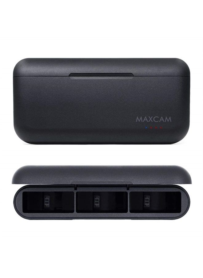 MAXCAM Power Triple Battery Charger for GoPro HERO11/HERO10/HERO9 Enduro Battery Black - Image 1