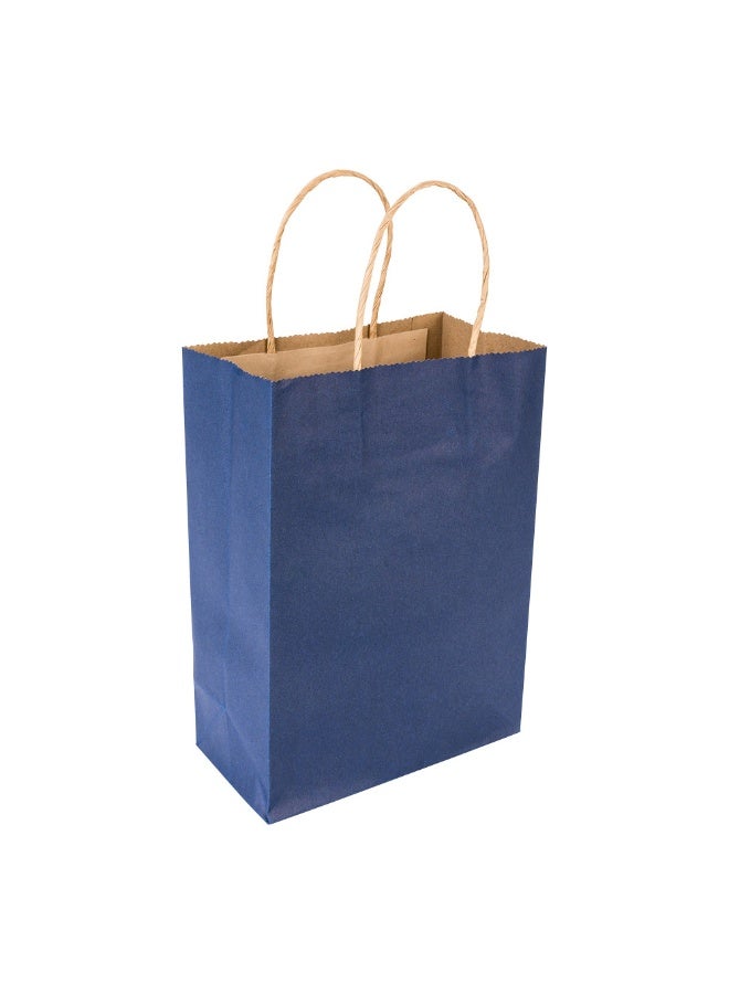 Restaurantware Saving Nature 10 x 6.75 x 12 Inch Shopping Bags, 100 Medium Retail Bags With Handles - Sustainable, Durable, Dark Blue Paper Merchandise Bags, For Wedding, Birthday Party Favor - Image 1
