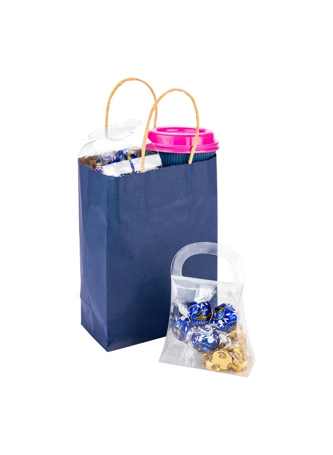 Restaurantware Saving Nature 10 x 6.75 x 12 Inch Shopping Bags, 100 Medium Retail Bags With Handles - Sustainable, Durable, Dark Blue Paper Merchandise Bags, For Wedding, Birthday Party Favor - Image 2