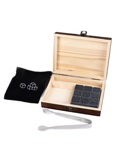 Whisky Stones Cube Shaped Granite Chilling Whiskey Rocks Set Recyclable Quick Drying Whisky Stones with Pine Box