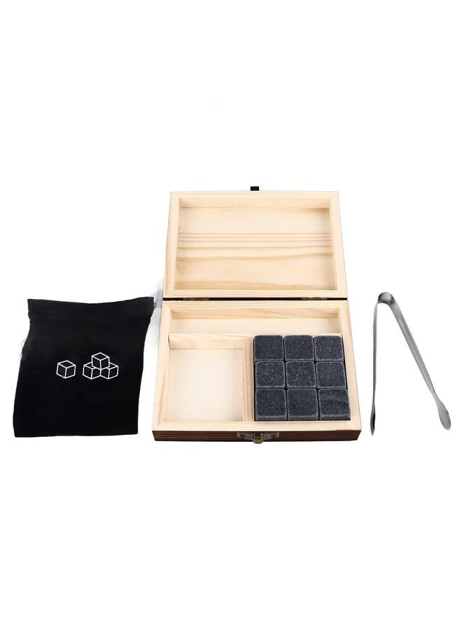 Thoraya - Whisky Stones Cube Shaped Granite Chilling Whiskey Rocks Set Recyclable Quick Drying Whisky Stones with Pine Box - Image 1