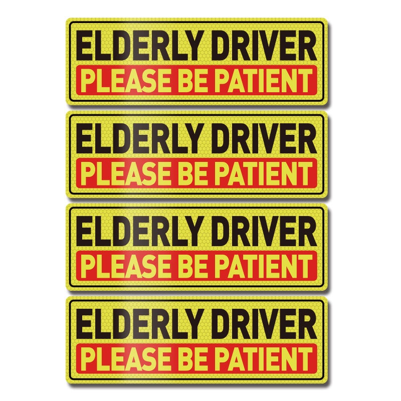YIKIADA Elderly Driver Car Magnet 12 4 Inches Reflective Please Be Patient Magnetic Sticker Warning Safety Sign for Seniors 4 Pack - Image 3