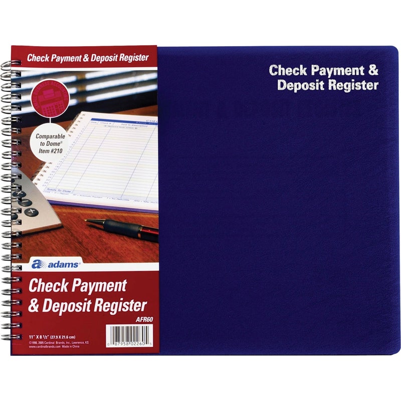 Adams Check Payment and Deposit Register, 8-1/2" x 11", 44 Pages (AFR60), White - Image 2
