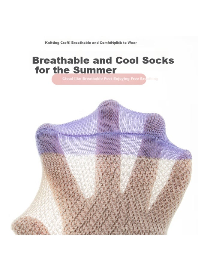 Yalu Girls' Thin Socks Baby Children's Socks Girls Kids Anti-pilling Breathable Mesh Mid-tube Socks Small Junior High School Students Socks - Image 2
