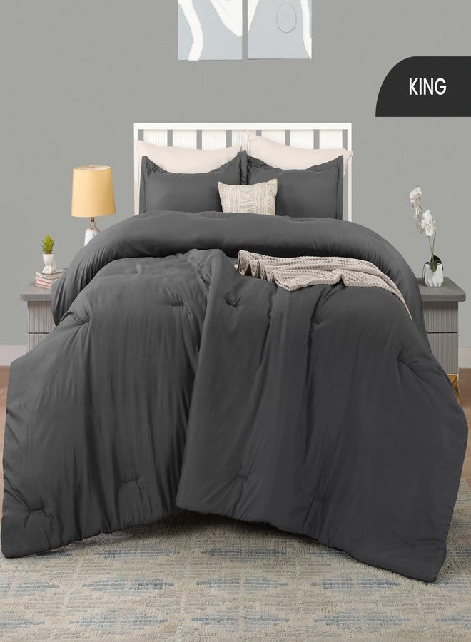 Utopia Bedding King Comforter Set 3 Piece Grey by Utopia Bedding, Comforters King Size, Bedding Comforters Sets, Down Alternative Soft Bed Set, 1 Comforter (90 x 102 inches) 2 Pillow Shams (20 x 36 inches) - Image 3
