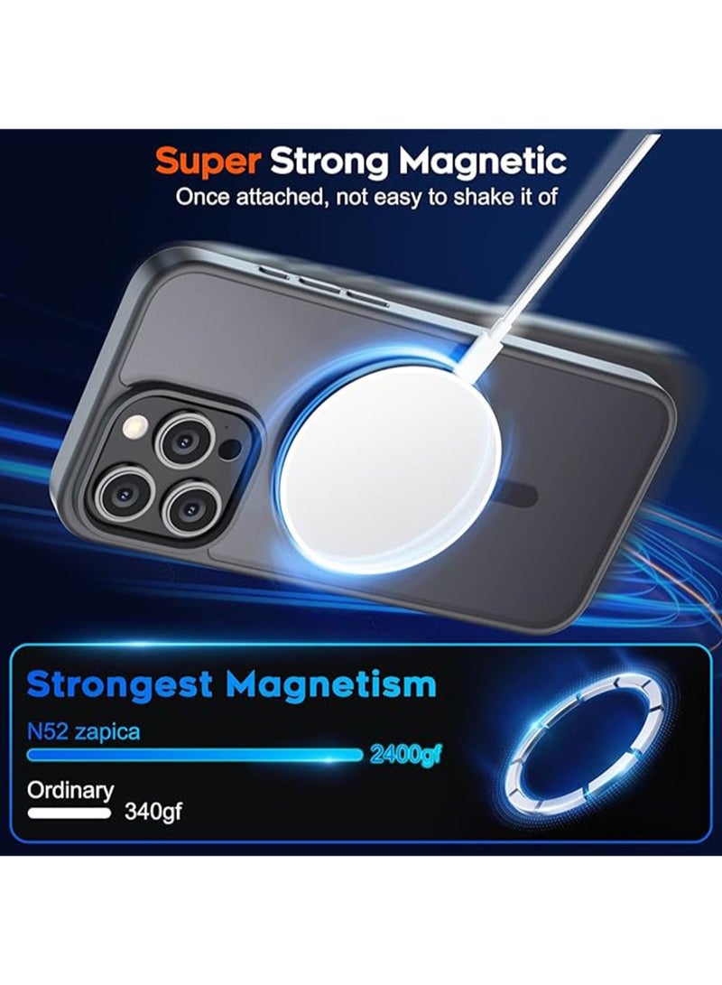 WRISTWISE iPhone 15 Pro Max Case, [Compatible with MagSafe] [Military Grade Drop Protection] Translucent Matte Shockproof Anti-Scratch Phone Case for Women and Men, Black - Image 2