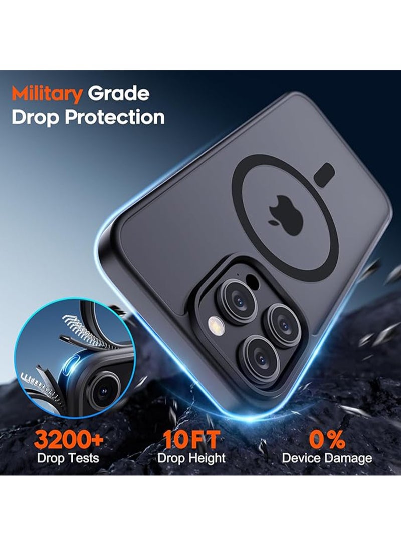 WRISTWISE iPhone 15 Pro Max Case, [Compatible with MagSafe] [Military Grade Drop Protection] Translucent Matte Shockproof Anti-Scratch Phone Case for Women and Men, Black - Image 3
