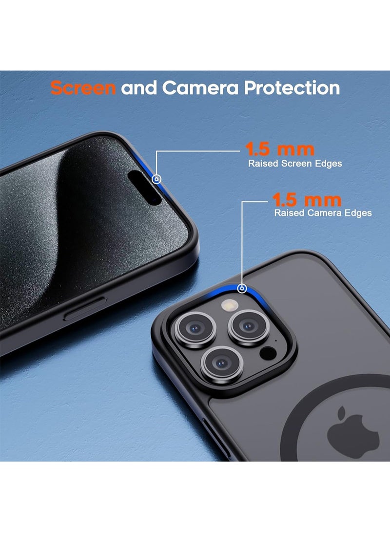 WRISTWISE iPhone 15 Pro Max Case, [Compatible with MagSafe] [Military Grade Drop Protection] Translucent Matte Shockproof Anti-Scratch Phone Case for Women and Men, Black - Image 4
