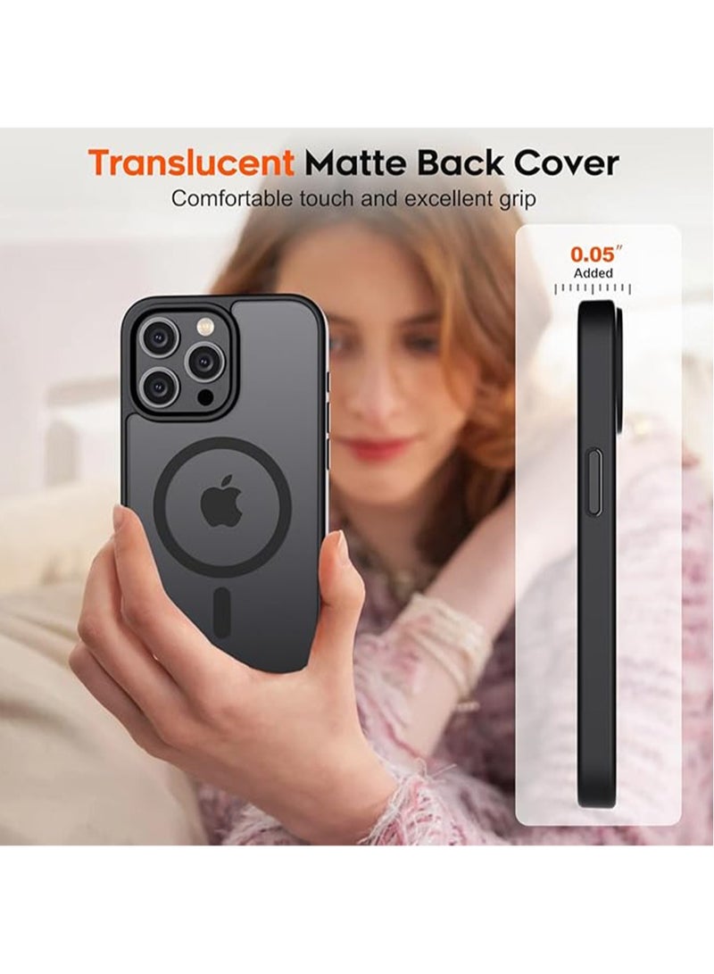 WRISTWISE iPhone 15 Pro Max Case, [Compatible with MagSafe] [Military Grade Drop Protection] Translucent Matte Shockproof Anti-Scratch Phone Case for Women and Men, Black - Image 5