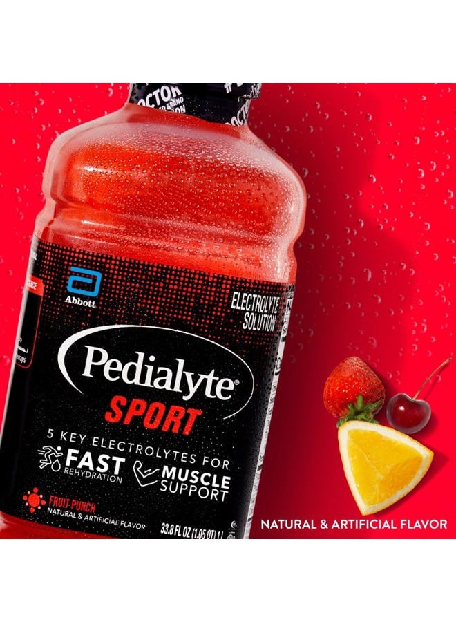 Pedialyte Sport Electrolyte Drink, Fast Hydration with 5 Key Electrolytes for Muscle Support Before, During, & After Exercise, Fruit Punch, 1 Liter, Pack of 4 - Image 2