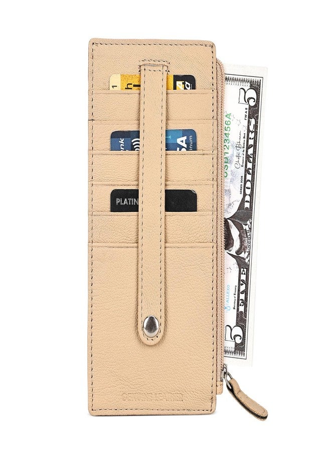 LB LEATHERBOSS Leather All in One Card Case Holder Slim Wallet With Card Protection Strap, Beige - Image 3
