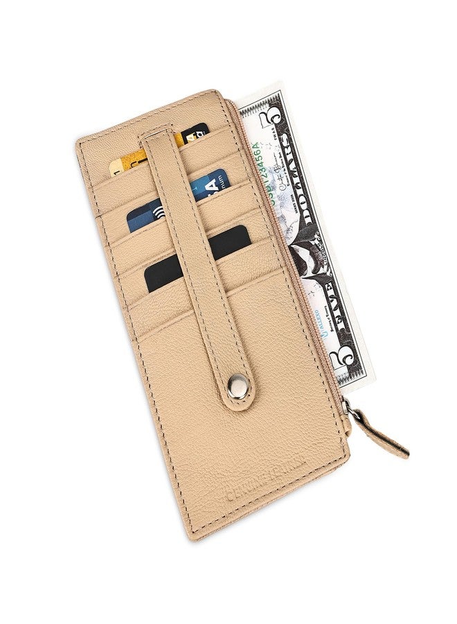 LB LEATHERBOSS Leather All in One Card Case Holder Slim Wallet With Card Protection Strap, Beige - Image 5