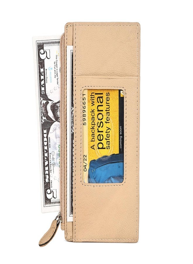 LB LEATHERBOSS Leather All in One Card Case Holder Slim Wallet With Card Protection Strap, Beige - Image 4