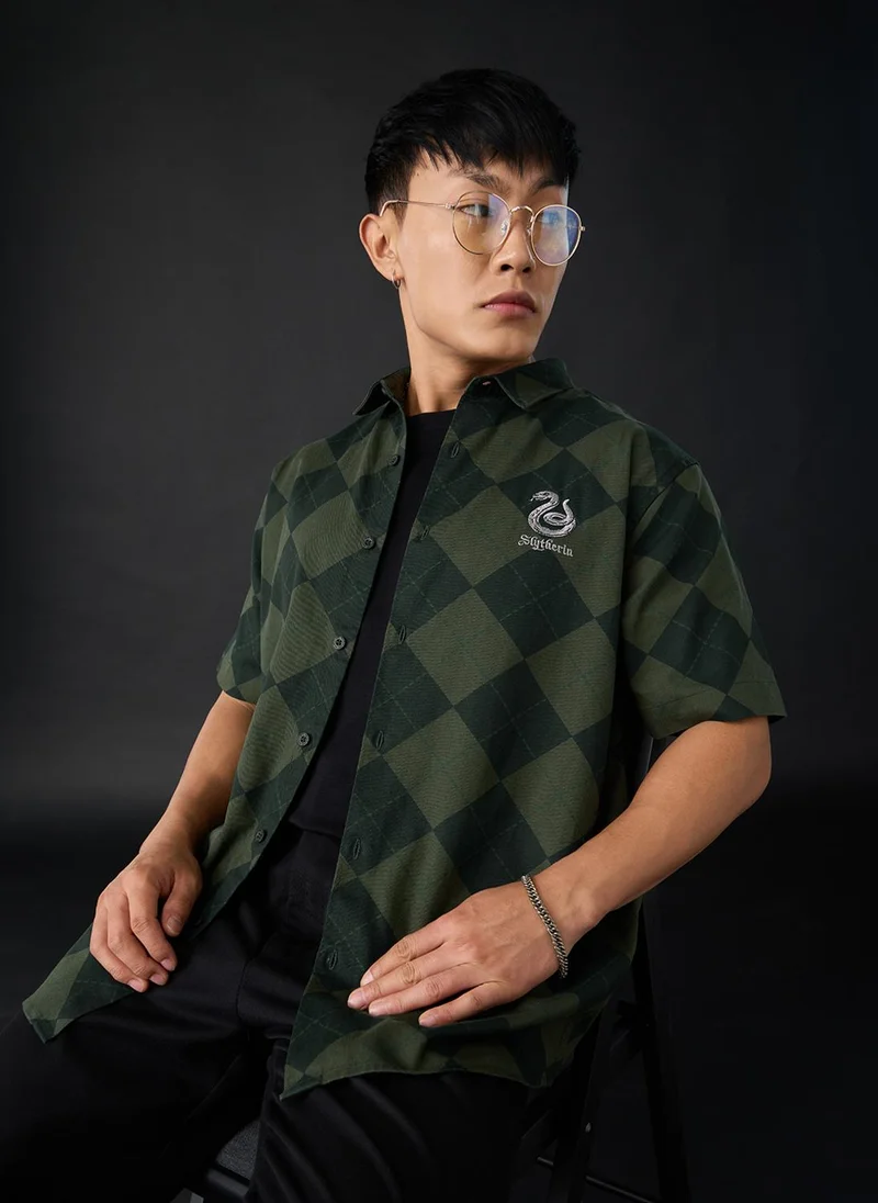 The Souled Store  The Souled Store Men Harry Potter Green Checkered Oversized Shirts for Men | Best Price UAE